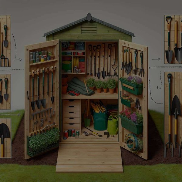 Comment intégrer un espace de rangement pour les outils de jardin dans une petite remise?