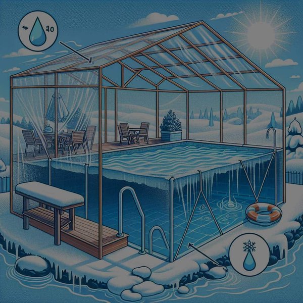 Comment gérer la condensation dans un abri de piscine couvert pour une utilisation hivernale ?